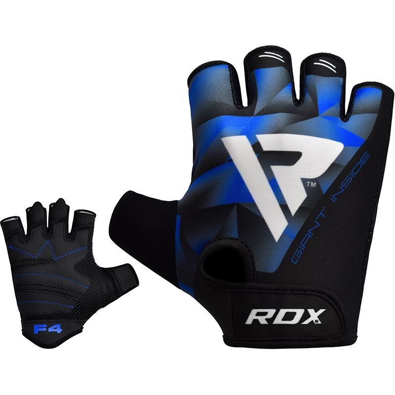 RDX F4 Тяжелоатлетические перчатки для фитнеса (Синий, S)