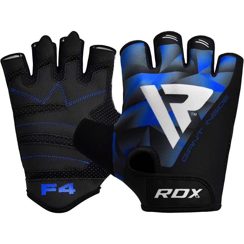 RDX F4 Тяжелоатлетические перчатки для фитнеса (Синий, S)